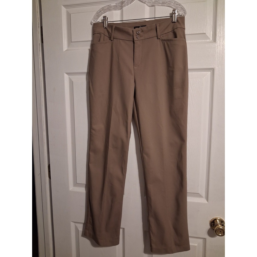 Lee Secretly Shapes Pants Womens 12 Medium Light Fawn Straight Leg Mid Rise Work